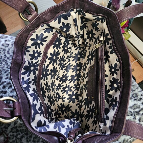 Nino Bossi | Purple Leather Tote Shoulder Bag - Picture 5 of 11